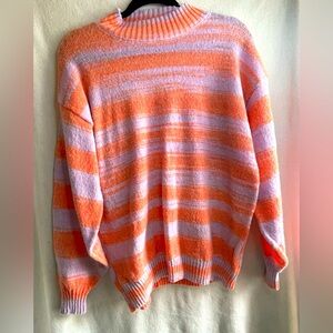 Bunulu Lavender and Orange Striped Sweater. Size XL